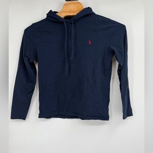 Polo Ralph Lauren Men's Navy Blue Long Sleeve Pullover Hooded T-Shirt Size M